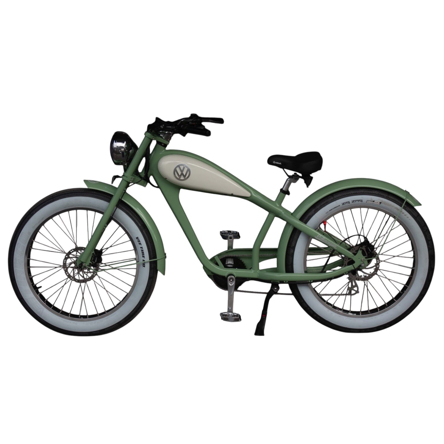 VW Bulli Bike in Pastellgrün von der Seite