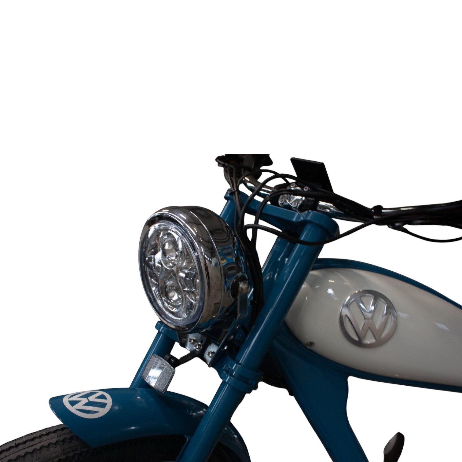 VW Bulli Bike in Samba Blau von vorne