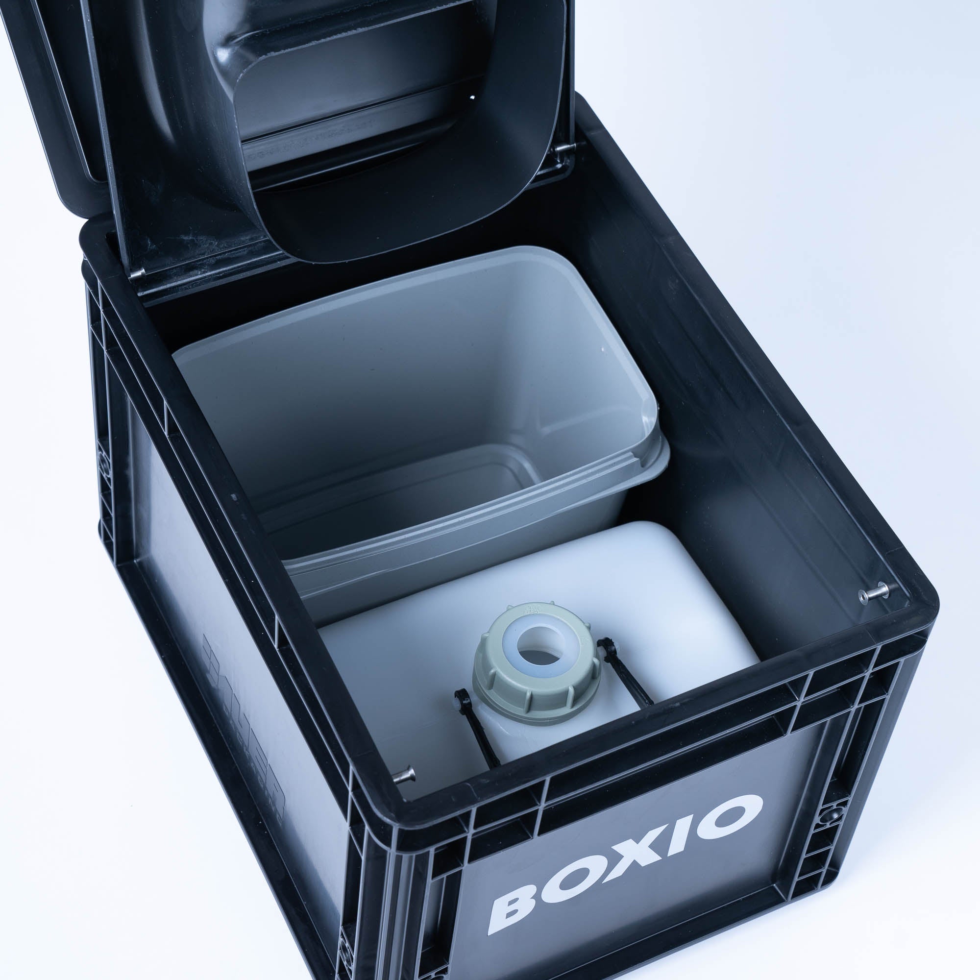 BOXIO TOILET: Leichte, umweltfreundliche Trockentrenntoilette im Eurobox-Format (40x30x28 cm). Nachhaltig & kompakt.