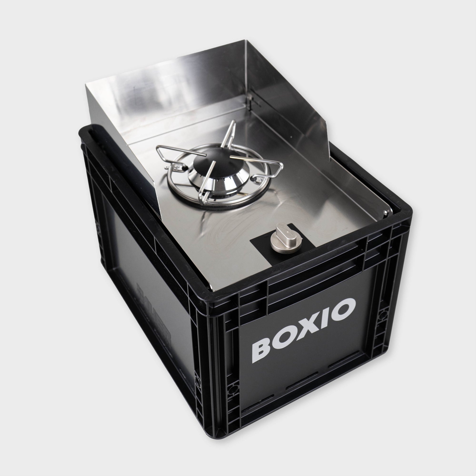 BOXIO COOK: Der stapelbare Gaskocher in der Eurobox. Leistungsstark, sicher, mobil – ideal für Camping & Outdoor.