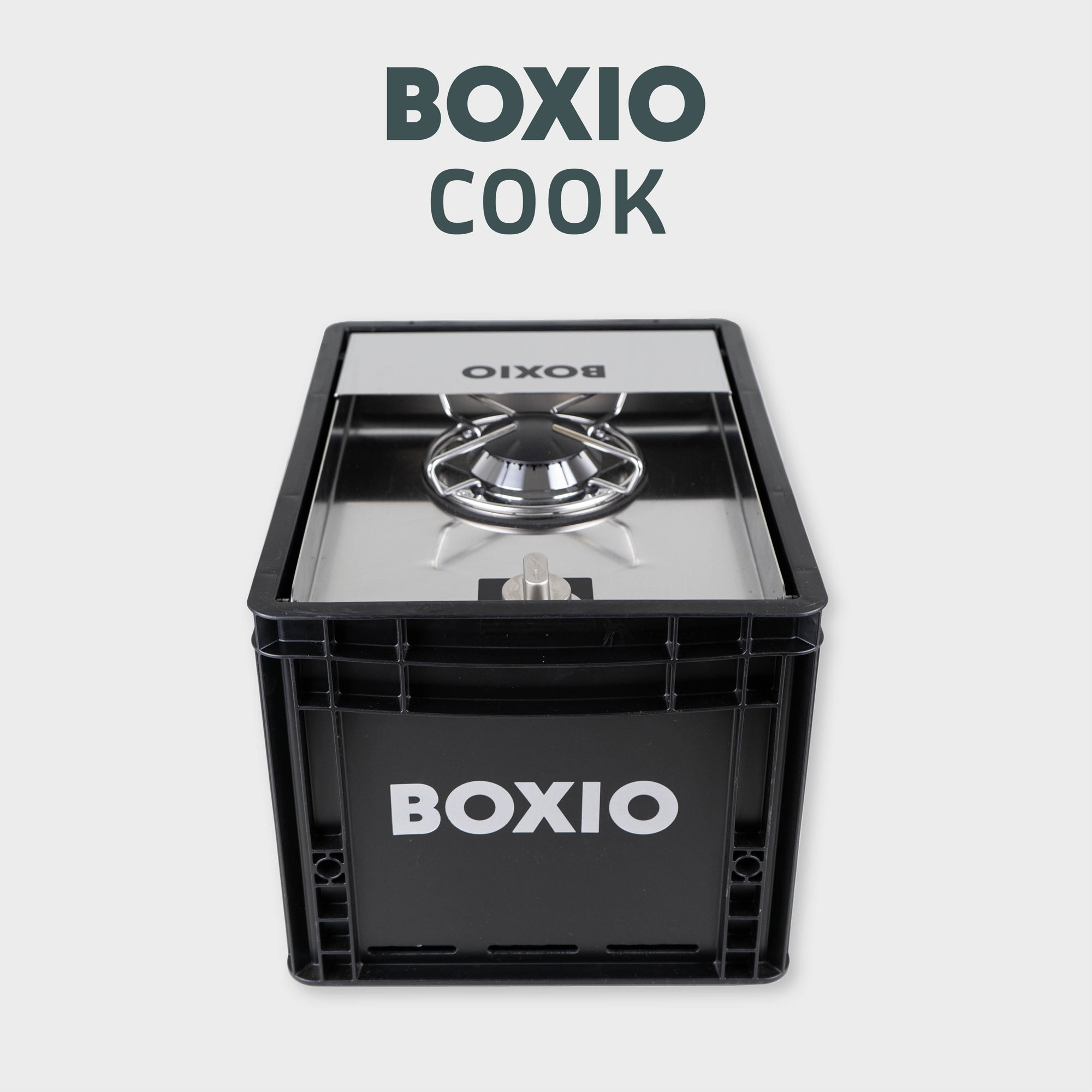 BOXIO COOK: Der stapelbare Gaskocher in der Eurobox. Leistungsstark, sicher, mobil – ideal für Camping & Outdoor.