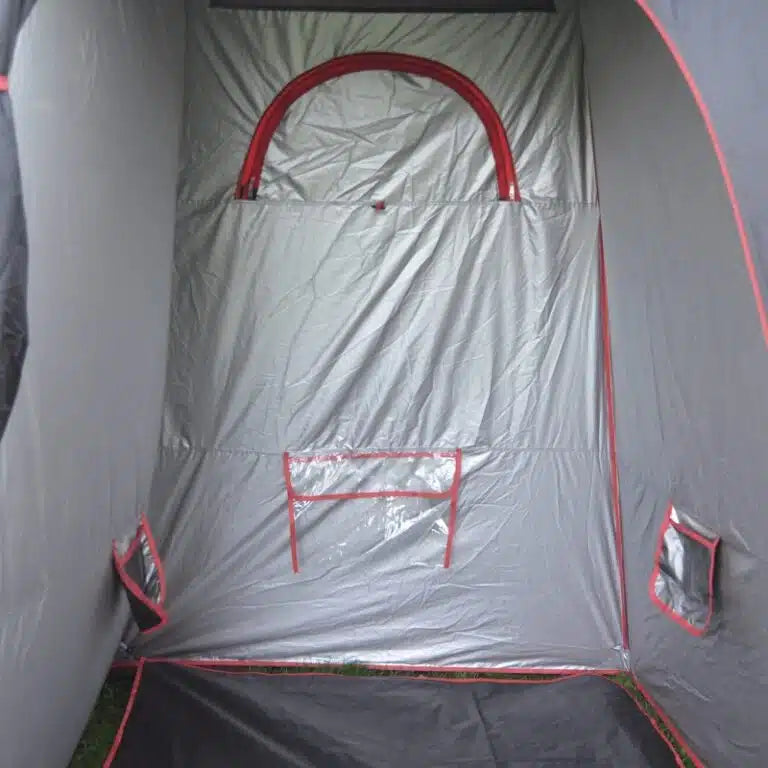 Praktisches Zelt für Bad, Umkleiden & Toilettennutzung: Abnehmbarer Boden, 3 Aufbewahrungstaschen, Deckenhaken für Außendusche – einfach transportabel.