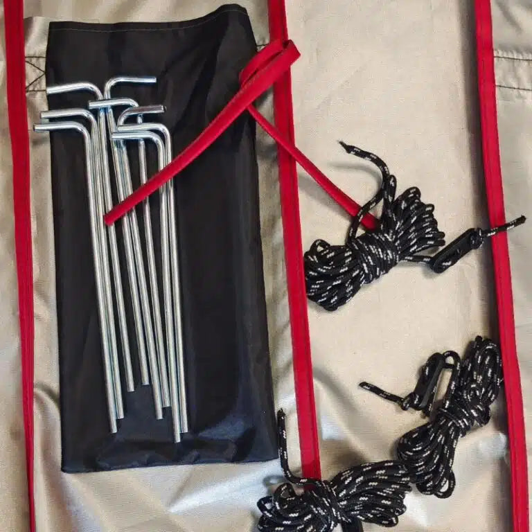 Praktisches Zelt für Bad, Umkleiden & Toilettennutzung: Abnehmbarer Boden, 3 Aufbewahrungstaschen, Deckenhaken für Außendusche – einfach transportabel.