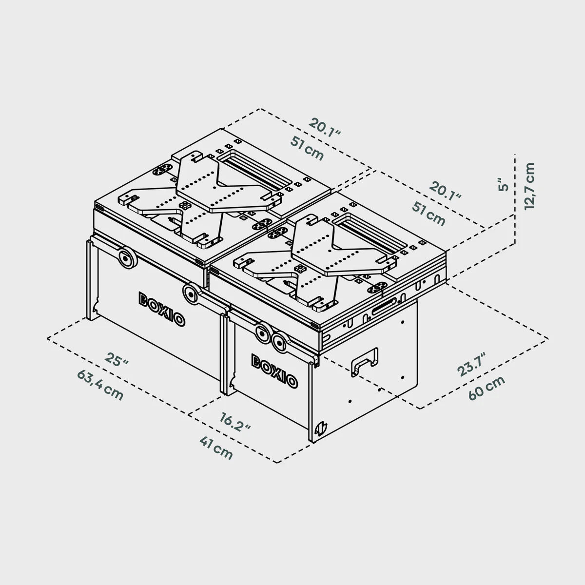 BOXIO RACK Modulare Campingbox mit Bett BUNDLE M