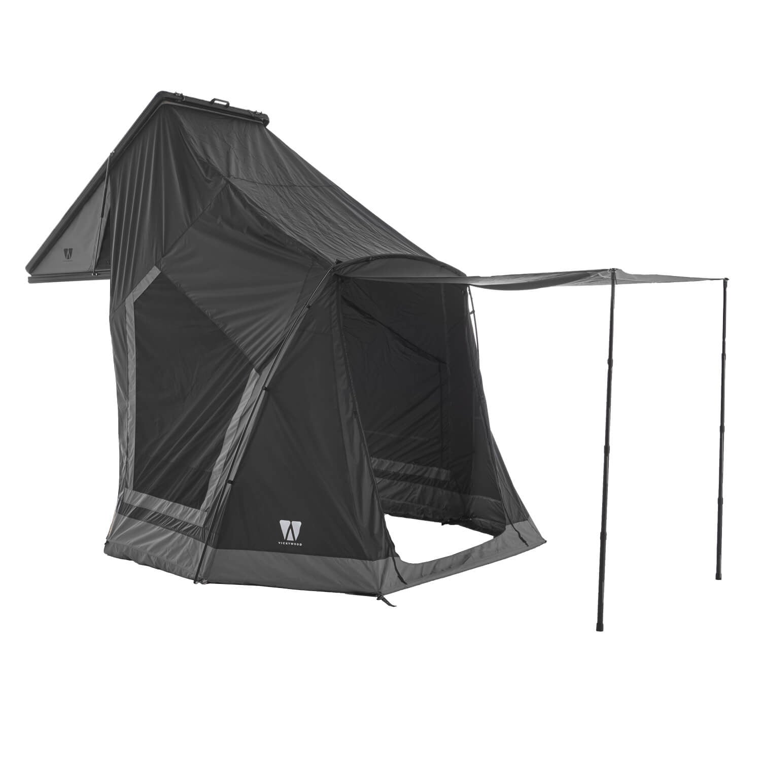 Praktisches Vorzelt für das CUMARU LIGHT: schneller Aufbau durch robusten Reißverschluss, Moskitonetze, stabiler Stand, kompaktes Packmaß.