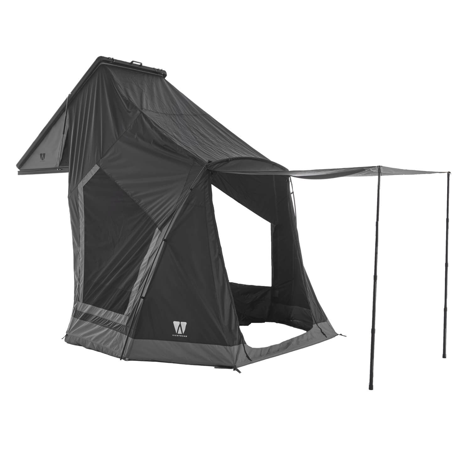 Praktisches Vorzelt für das CUMARU LIGHT: schneller Aufbau durch robusten Reißverschluss, Moskitonetze, stabiler Stand, kompaktes Packmaß.