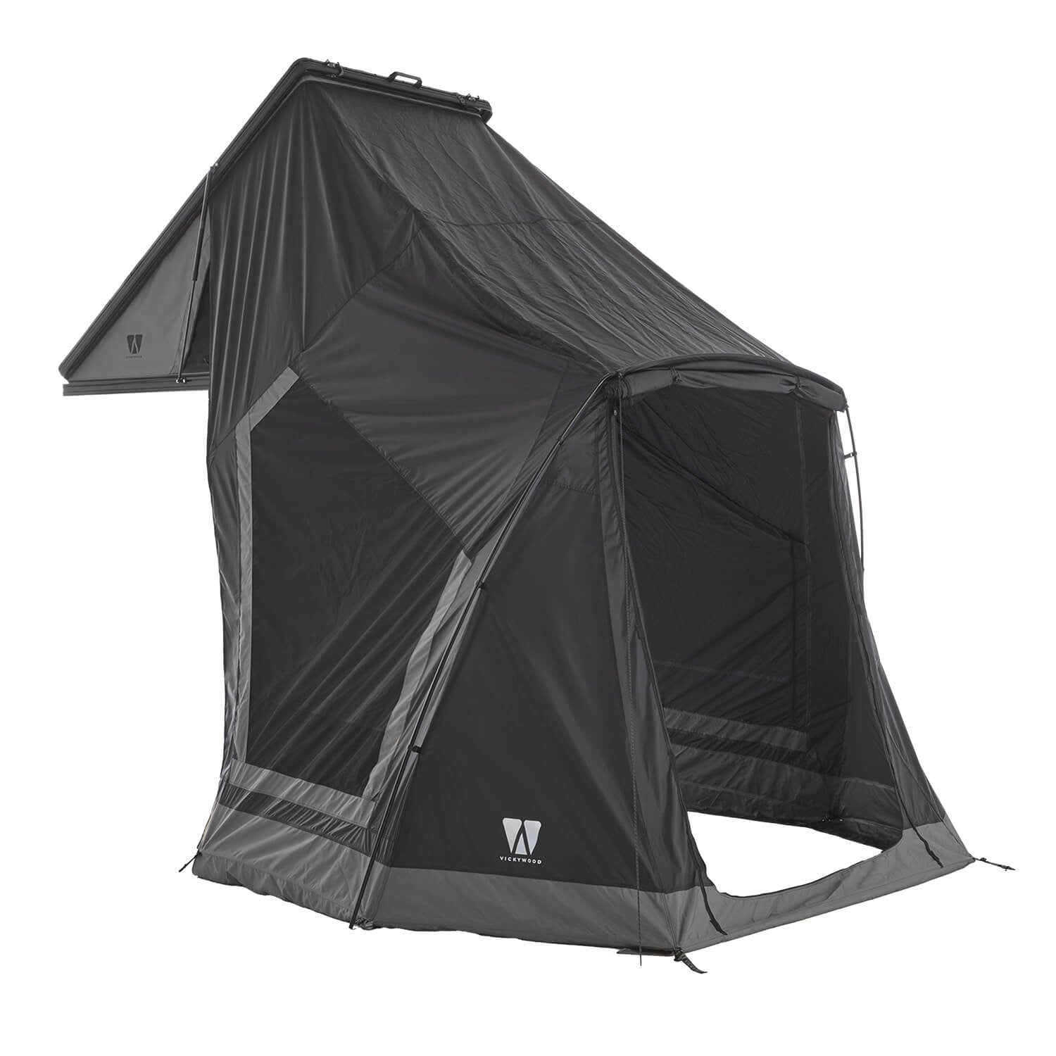 Praktisches Vorzelt für das CUMARU LIGHT: schneller Aufbau durch robusten Reißverschluss, Moskitonetze, stabiler Stand, kompaktes Packmaß.