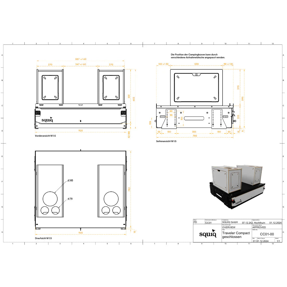 squiq Traveler compact – Campingbox und Kofferraumauszug für kleine Kombis