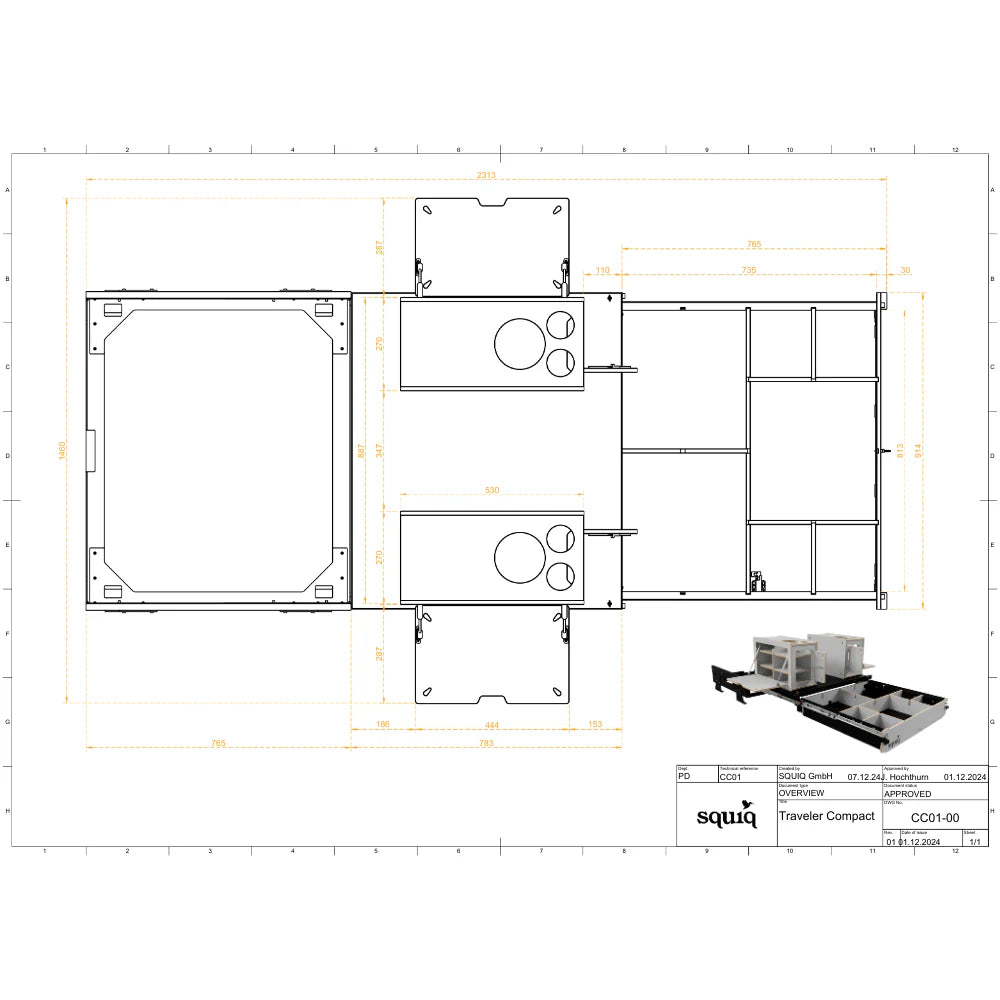 squiq Traveler compact – Campingbox und Kofferraumauszug für kleine Kombis