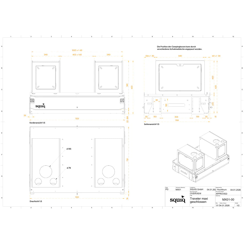 squiq Traveler maxi - Campingbox und Kofferraumauszug für Hochdachkombis