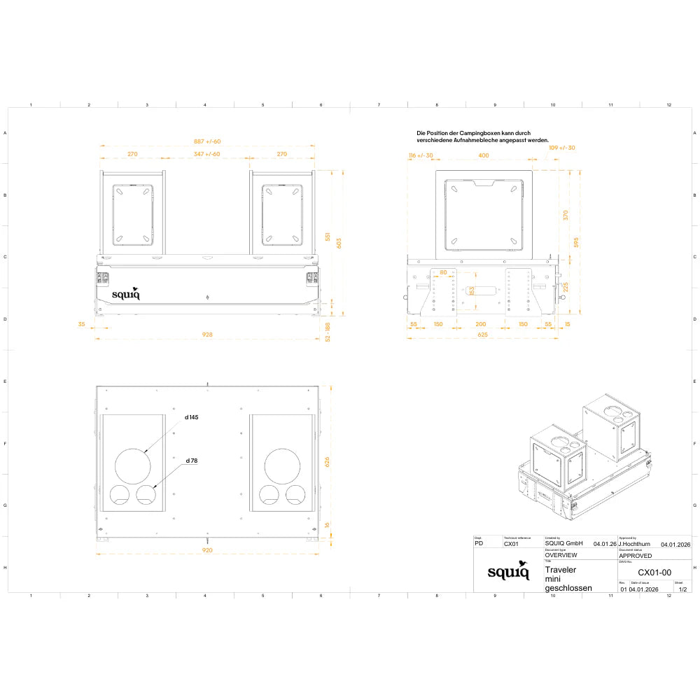 squiq Traveler mini - Campingbox und Kofferraumauszug für Kompaktwagen