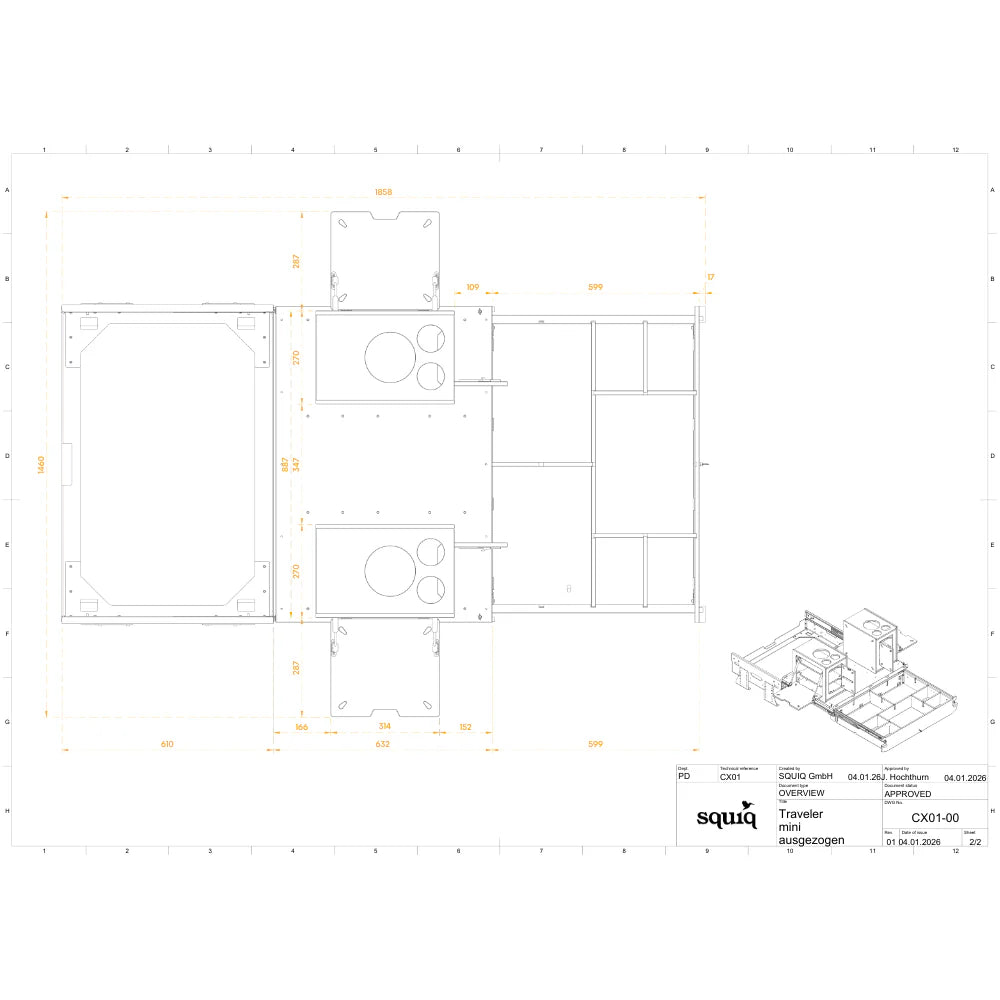 squiq Traveler mini - Campingbox und Kofferraumauszug für Kompaktwagen