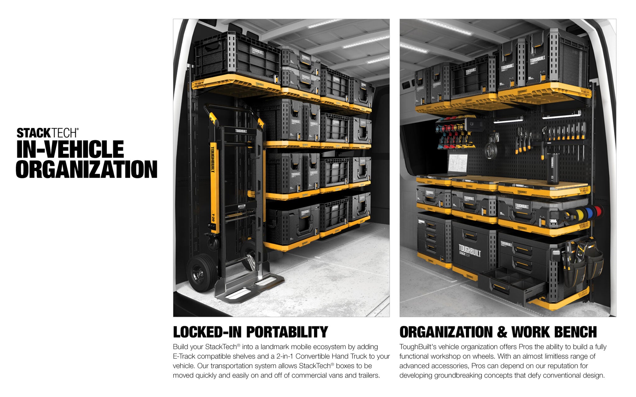 TOUGHBUILT StackTech Seitenansicht Regal Wandhalter DIY Camperausbau