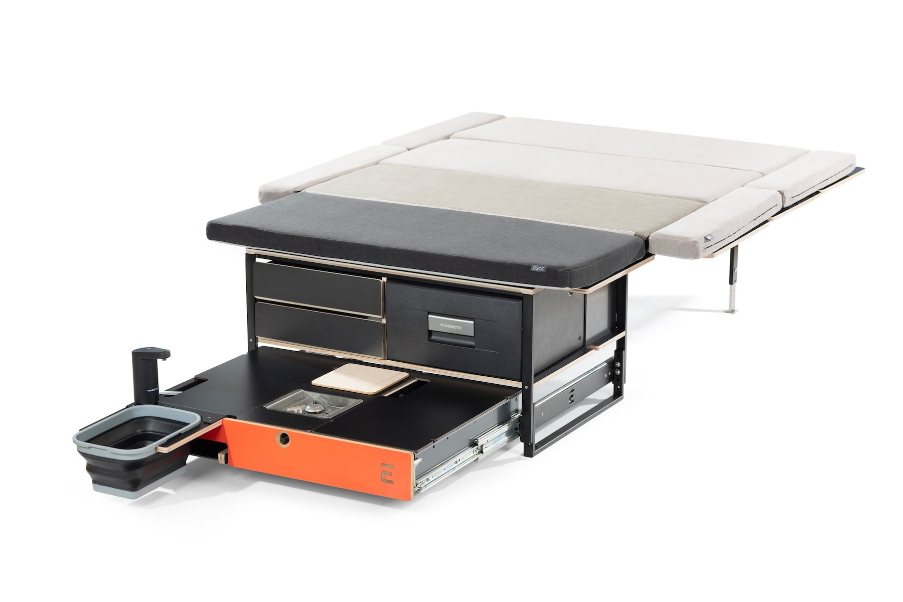 EGOE Nestbox M Komplettset – Campingbox mit Küche, Kühlschrank-Platz & Bett