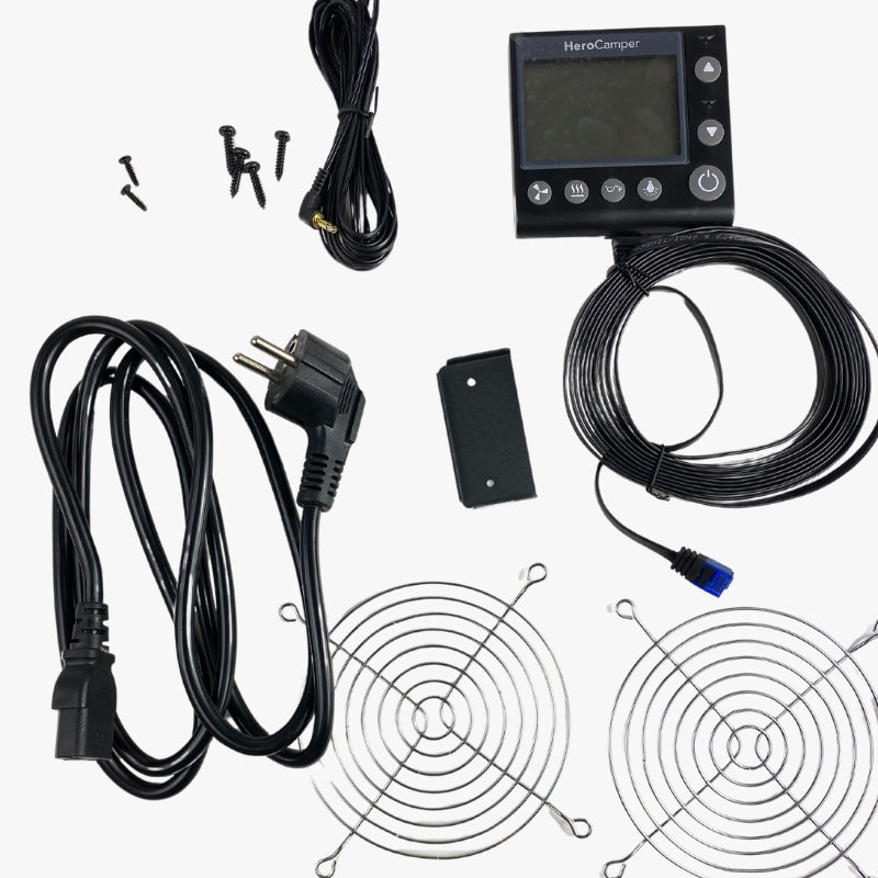 Elektrischer Warmluftbläser Heat 1500W für Wohnwagen, Wohnmobile und mehr – Mit digitalem Display, 3 Heizstufen (500W, 1000W, 1500W) und automatischer Temperaturregelung.