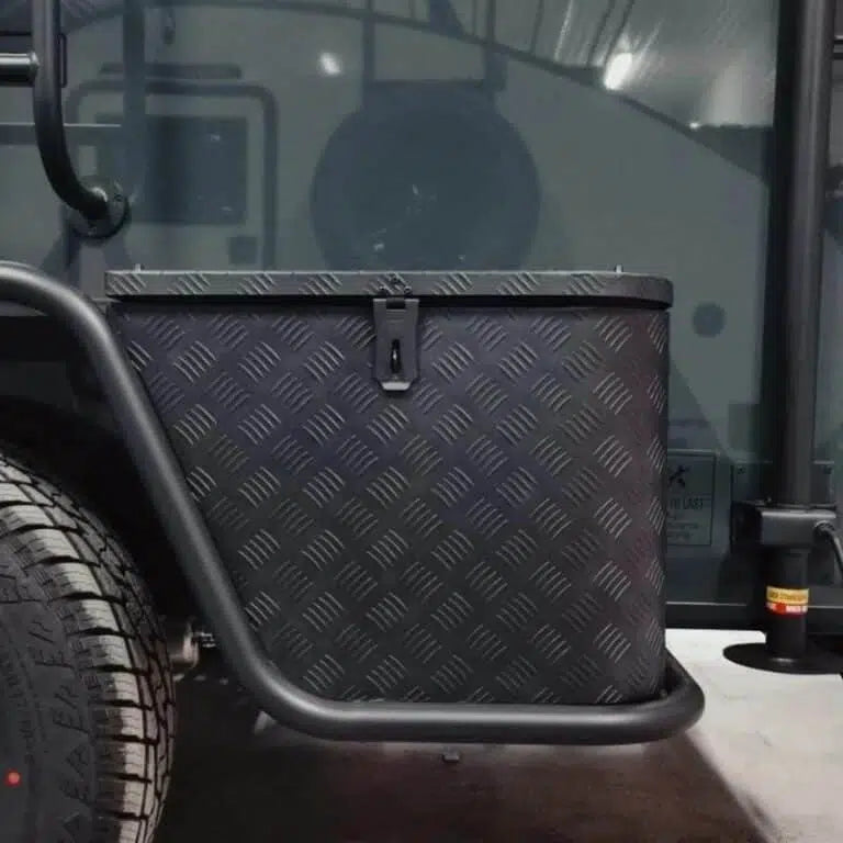 HeroCamper Aufbewahrungsboxen aus Aluminium: 2 Boxen à 57L, abschließbar, robust, inkl. Reflektoren – einfache Selbstmontage, ohne Montage.