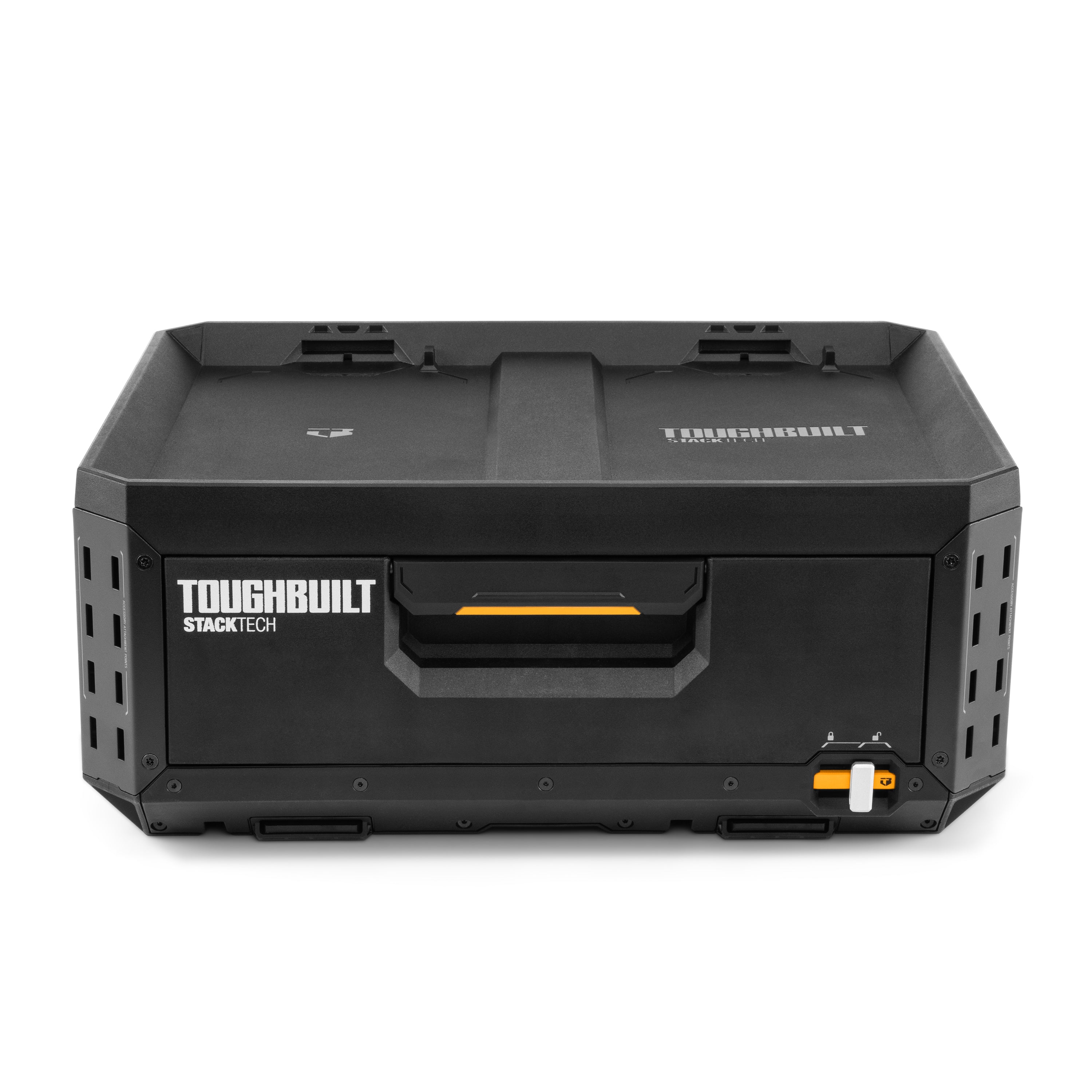 STACKTECH Campingbox mit 1 Schublade TB-B1-D-70-1. Schnellzugriff, robust, stahlverstärkter Deckel, IP65, modular anpassbar für Outdoor-Aktivitäten.