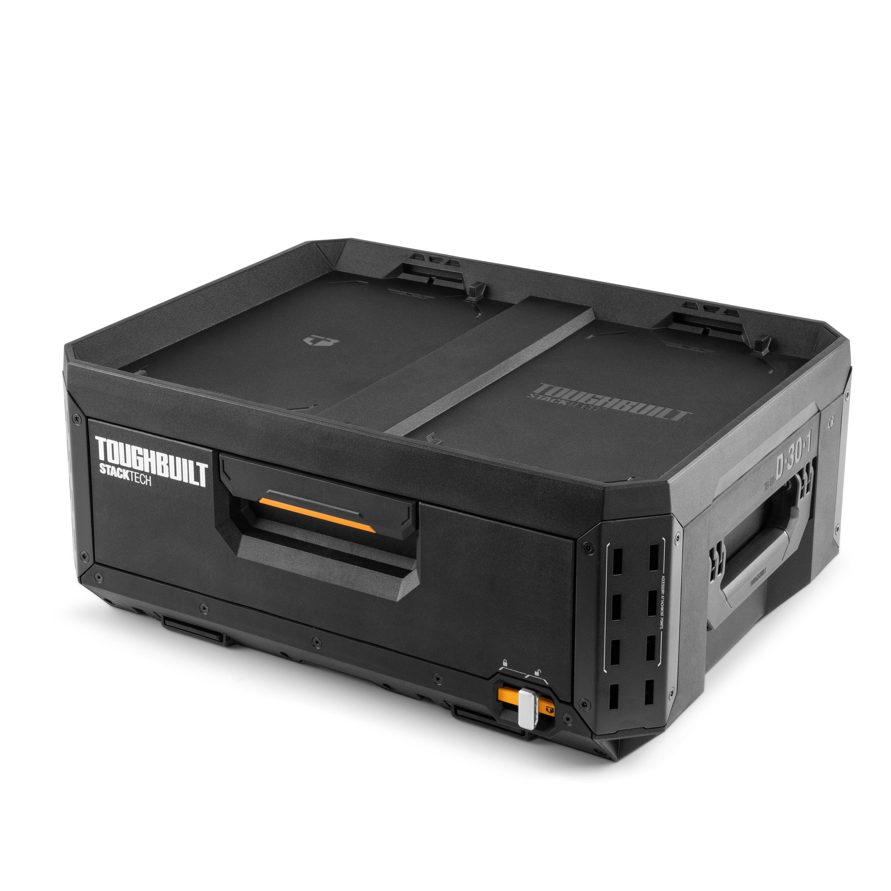 STACKTECH Campingbox mit 1 Schublade TB-B1-D-70-1. Schnellzugriff, robust, stahlverstärkter Deckel, IP65, modular anpassbar für Outdoor-Aktivitäten.