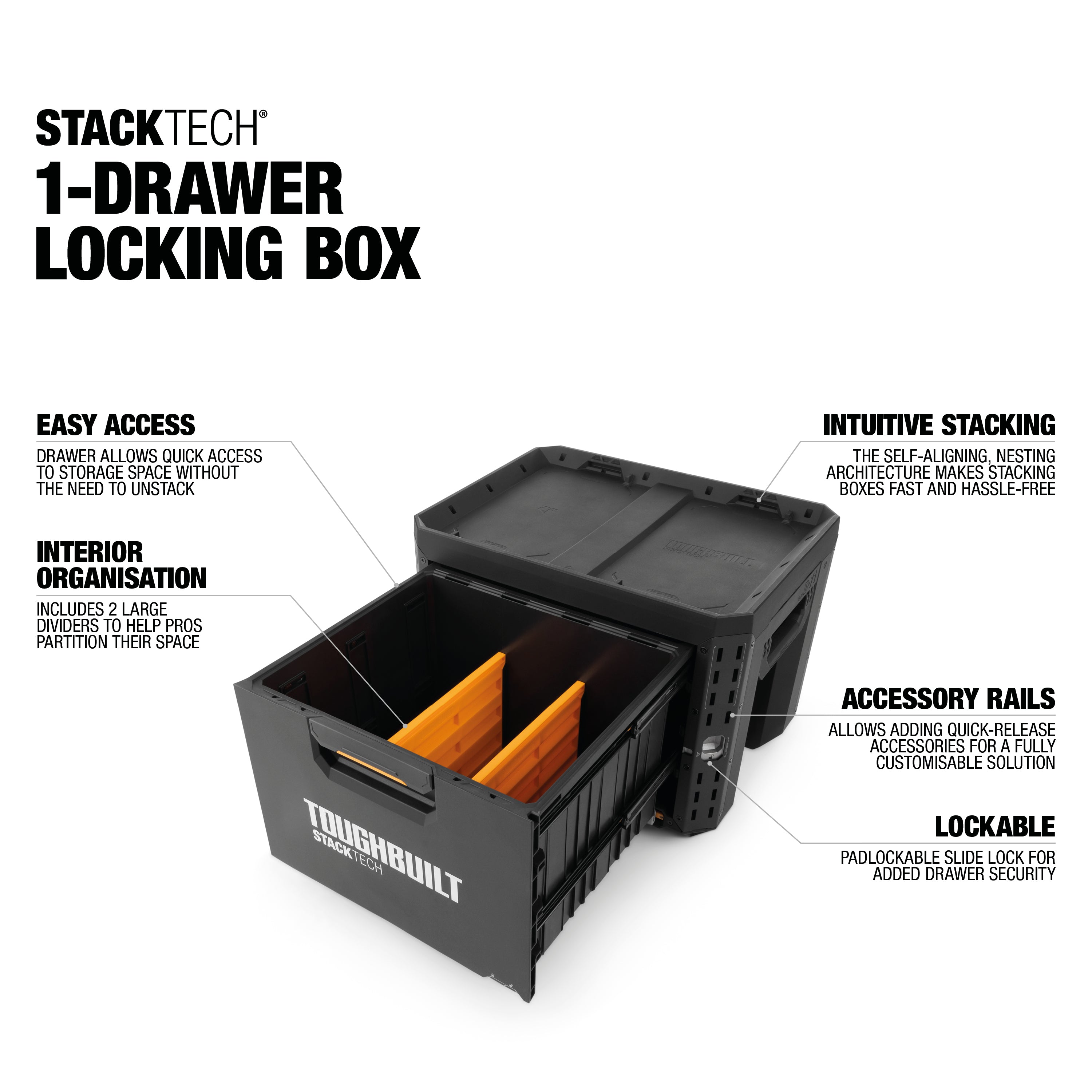 TOUGHBUILT 1-Drawer Locking Box Campingbox mit 1 Schublade TB-B1-D-71