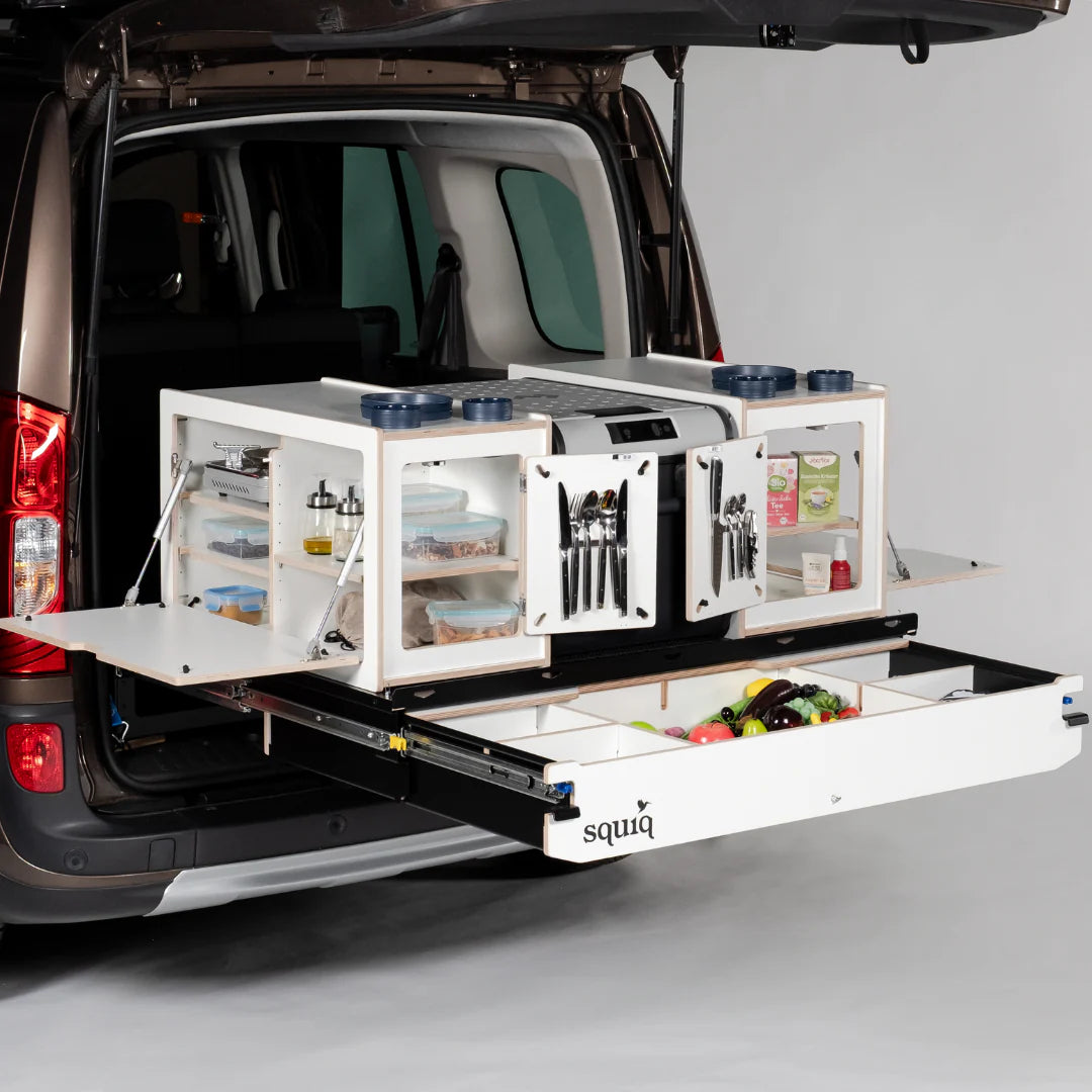 squiq Traveler max – Campingbox und Kofferraumauszug für Vans
