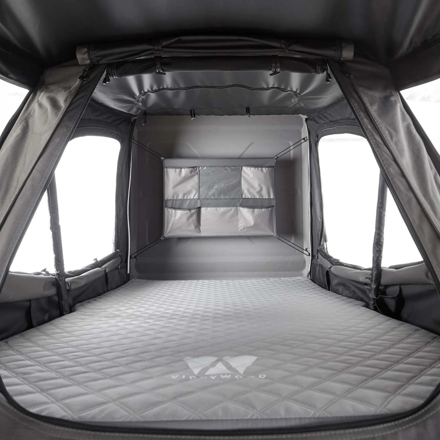 VICKYWOOD Hybrid-Dachzelt TEAK 135 in Grau, leichtes und robustes Dachzelt mit Aluminium-Hartschale, ideal für Abenteurer, 120cm Breite