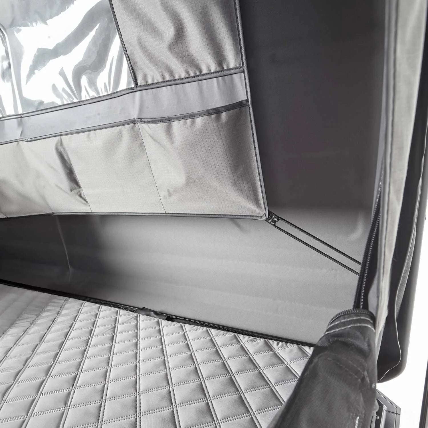 VICKYWOOD Hybrid-Dachzelt TEAK 135 in Grau, leichtes und robustes Dachzelt mit Aluminium-Hartschale, mit Taschen