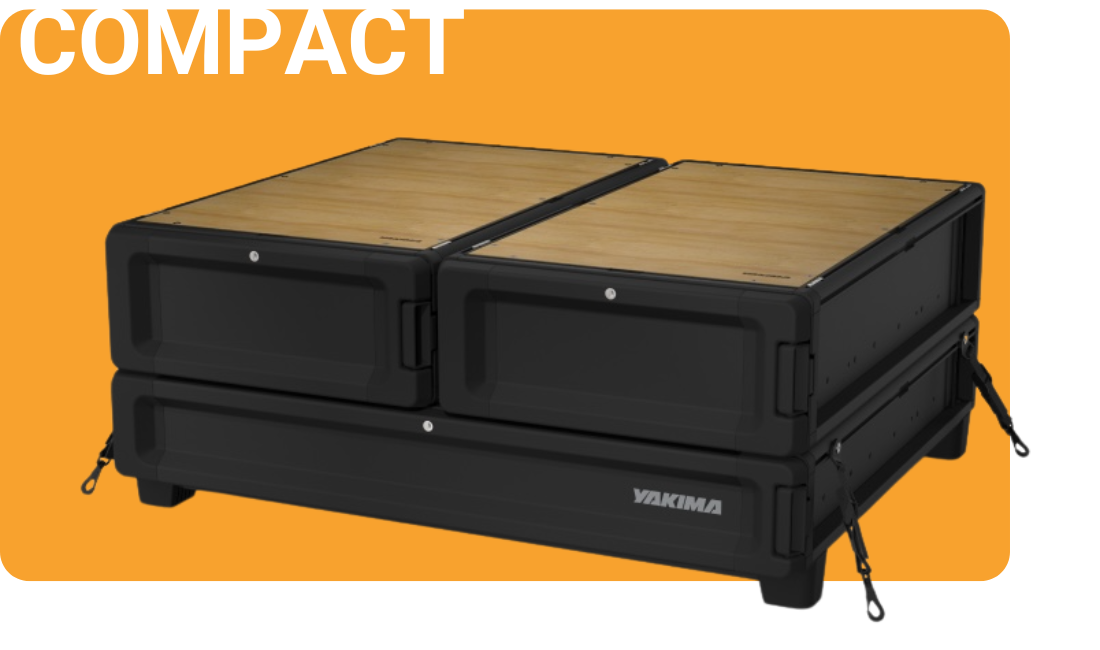 Yakima MOD Campact Campingbox Stapelbares Schubladensystem mit stabiler Metallkonstruktion, edler Bambus-Oberfläche