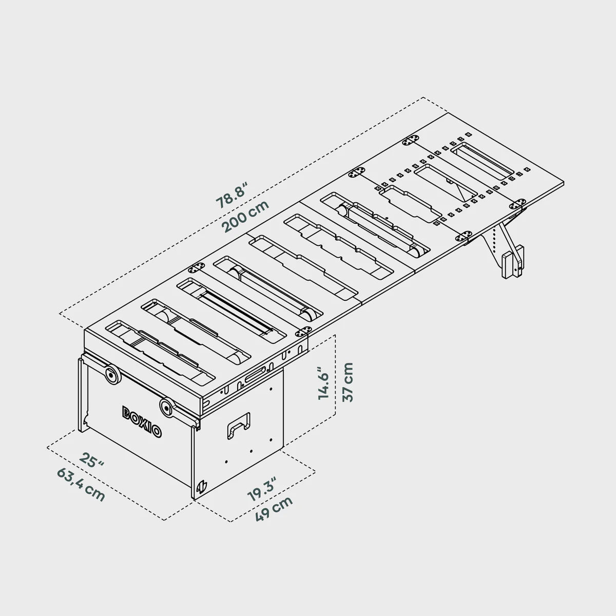BOXIO RACK Modulare Campingbox mit Bett BUNDLE S