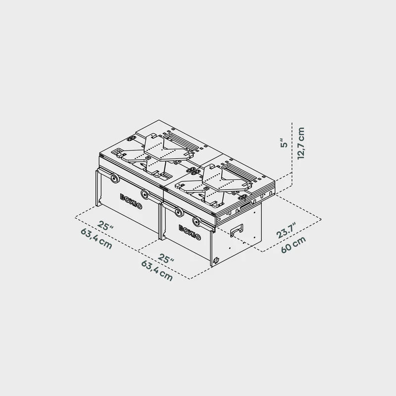 BOXIO RACK Modulare Campingbox mit Bett BUNDLE XL