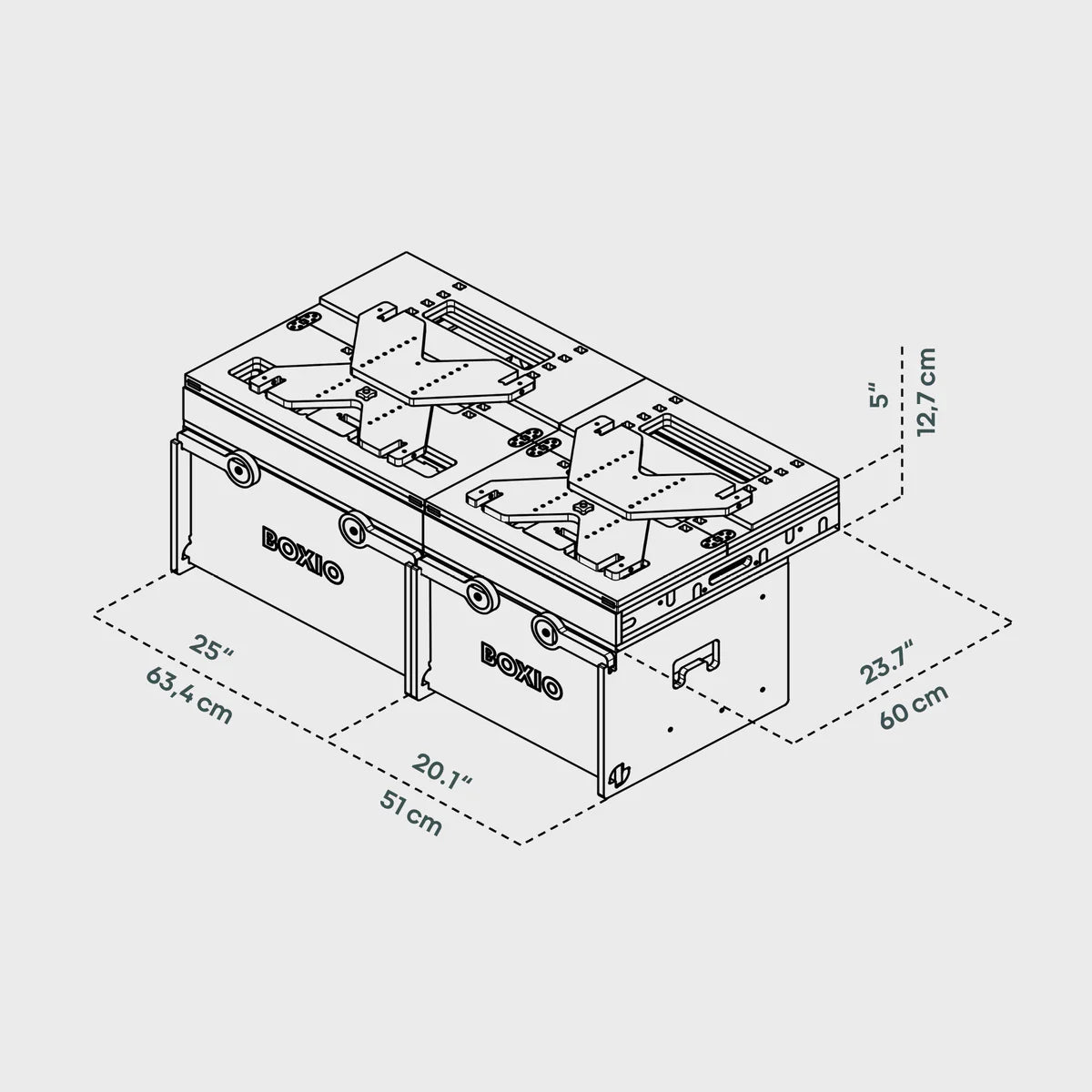 BOXIO RACK Modulare Campingbox mit Bett BUNDLE L