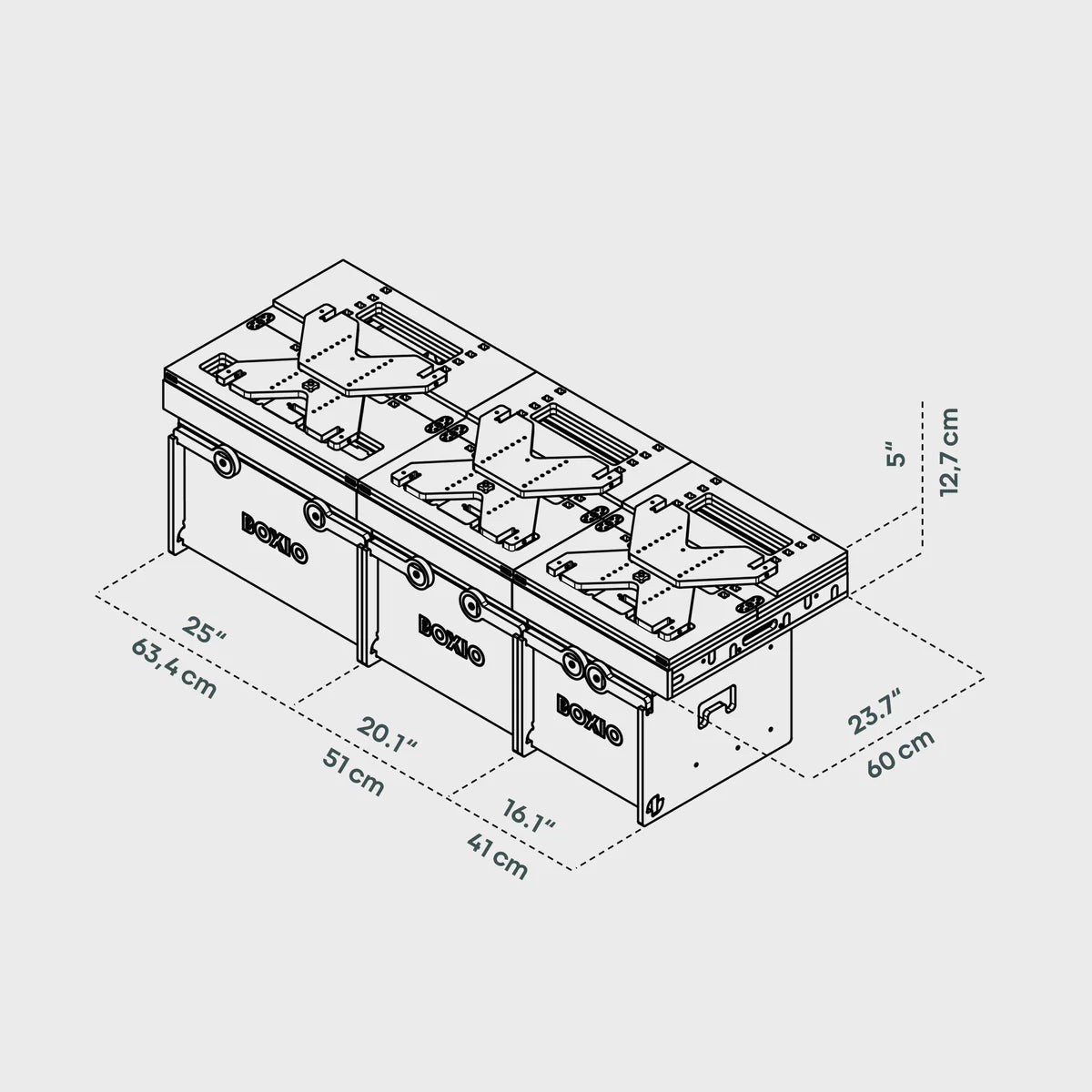 BOXIO RACK Modulare Campingbox mit Bett BUNDLE XXL