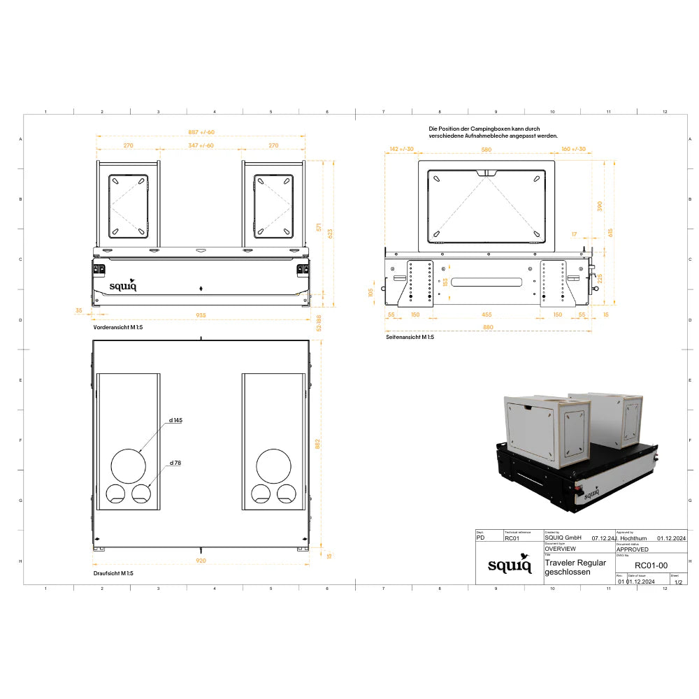 squiq Traveler regular – Campingbox und Kofferraumauszug für Kombis und große SUVs