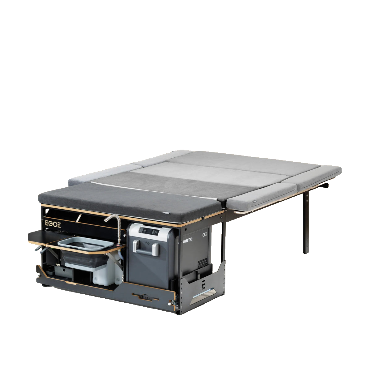 EGOE Nest Hiker 460 Komplettset - Premium Campingbox mit Küche, Schubladen & Kühlschrank-Platz