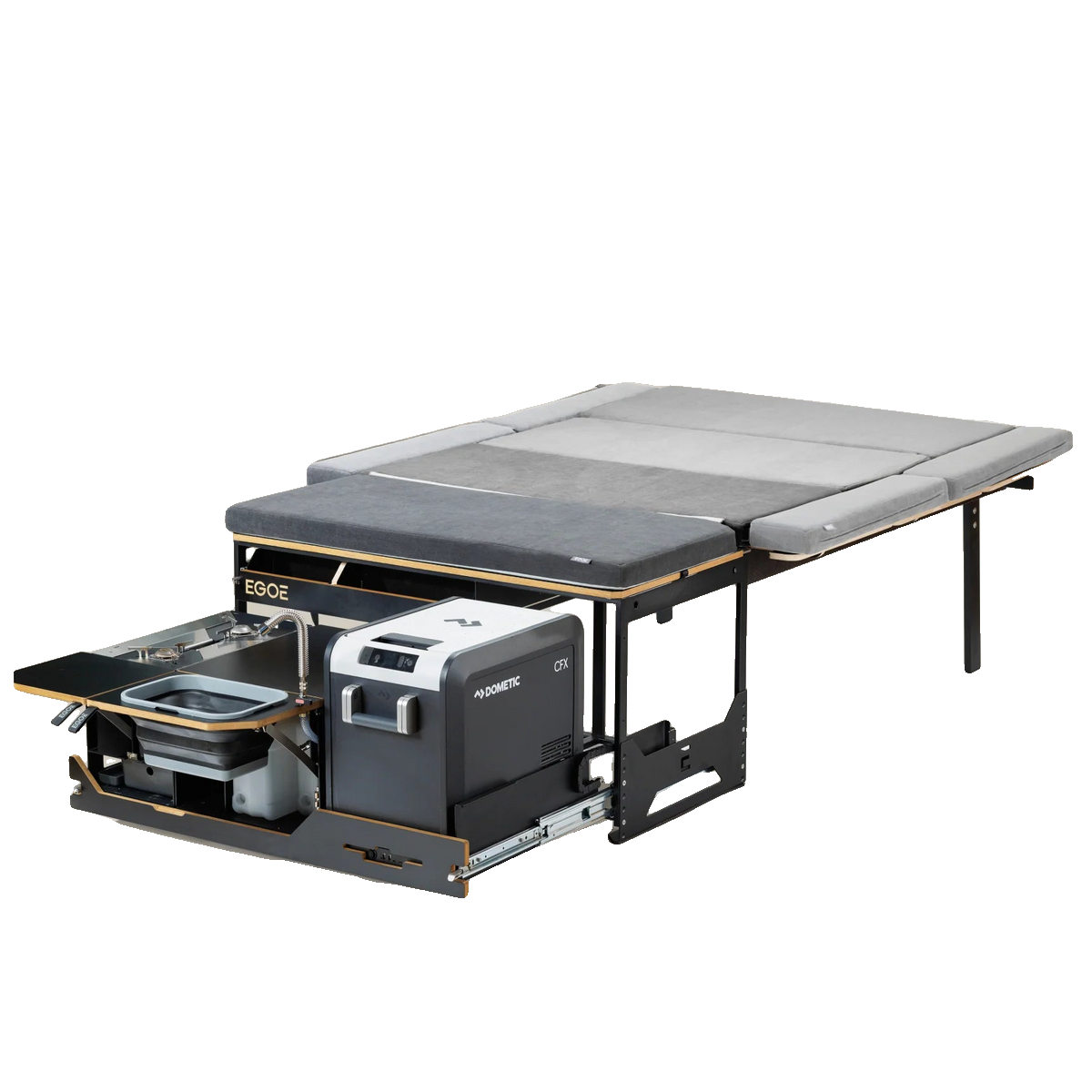 EGOE Nest Hiker 460 Komplettset - Premium Campingbox mit Küche, Schubladen & Kühlschrank-Platz
