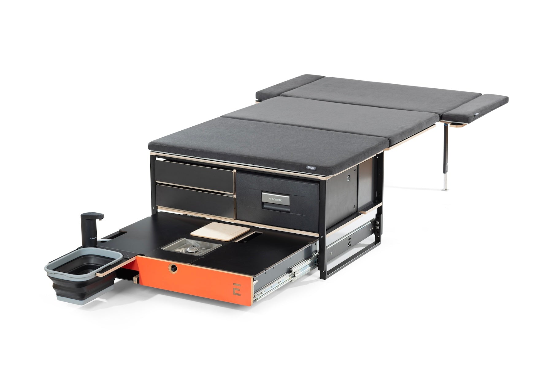 EGOE Nestbox M Komplettset – Campingbox mit Küche, Kühlschrank-Platz & Bett