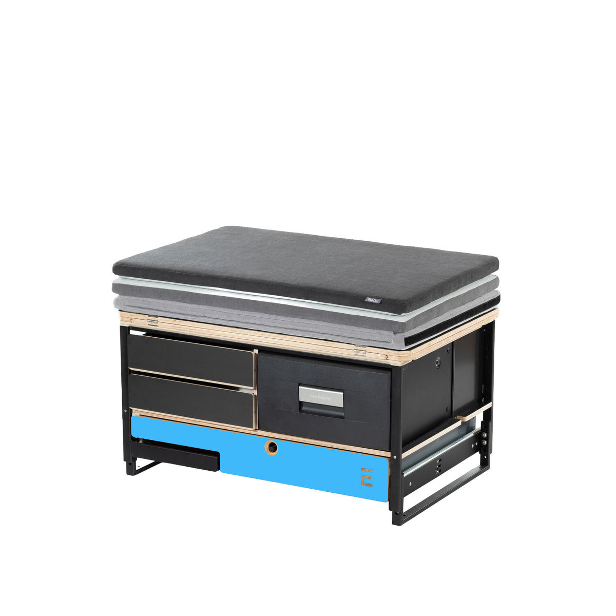 EGOE Nestbox M Komplettset – Campingbox mit Küche, Kühlschrank-Platz & Bett