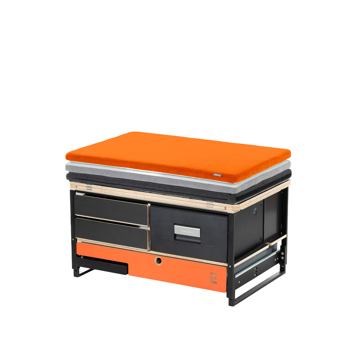 EGOE Nestbox M Komplettset – Campingbox mit Küche, Kühlschrank-Platz & Bett