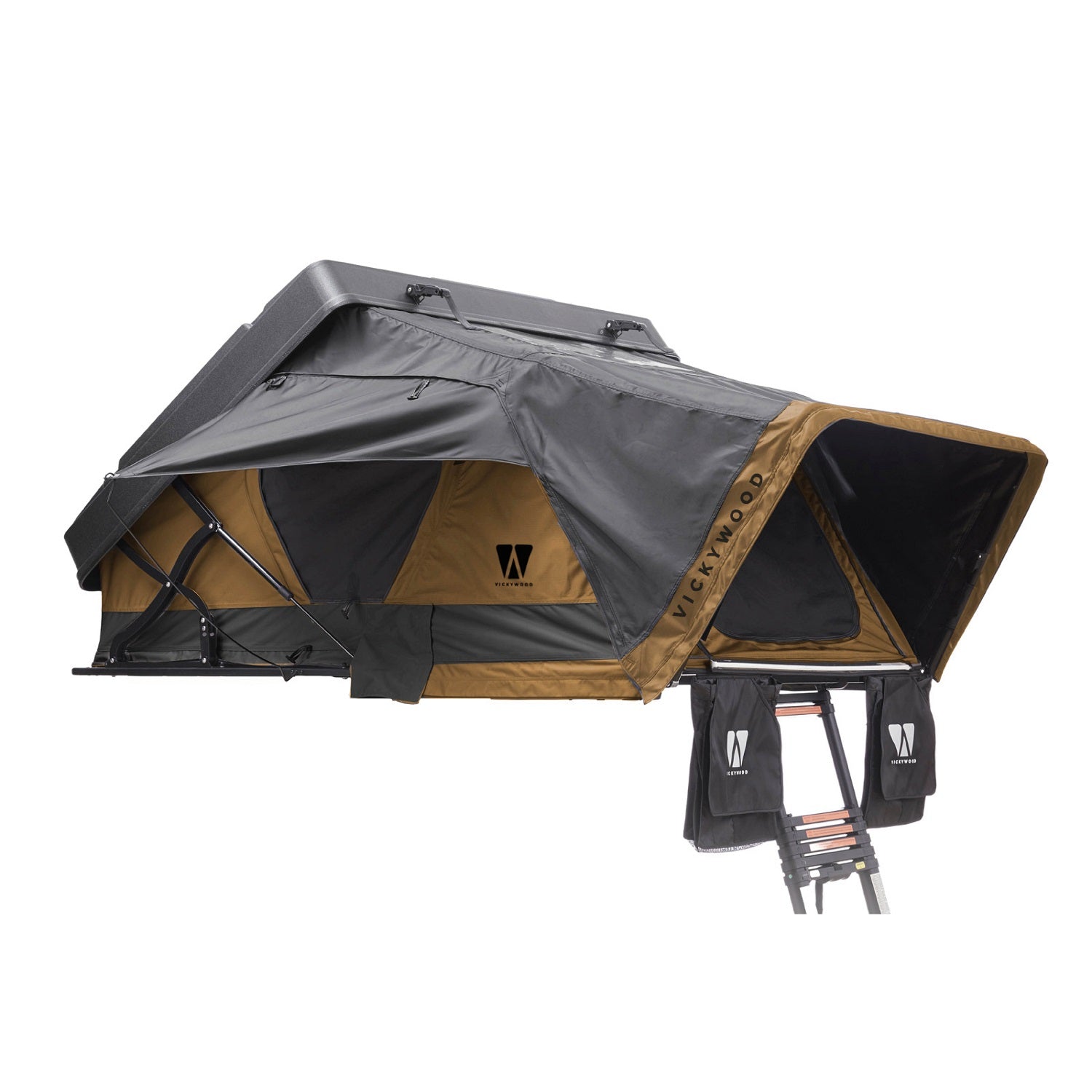 Leichtbau-Hybrid-Dachzelt MIGHTY OAK LIGHT: nur 69 kg, robuste Hartschale, STABILUS-Federn, LED, Platz für 2 Personen, Zubehör optional.