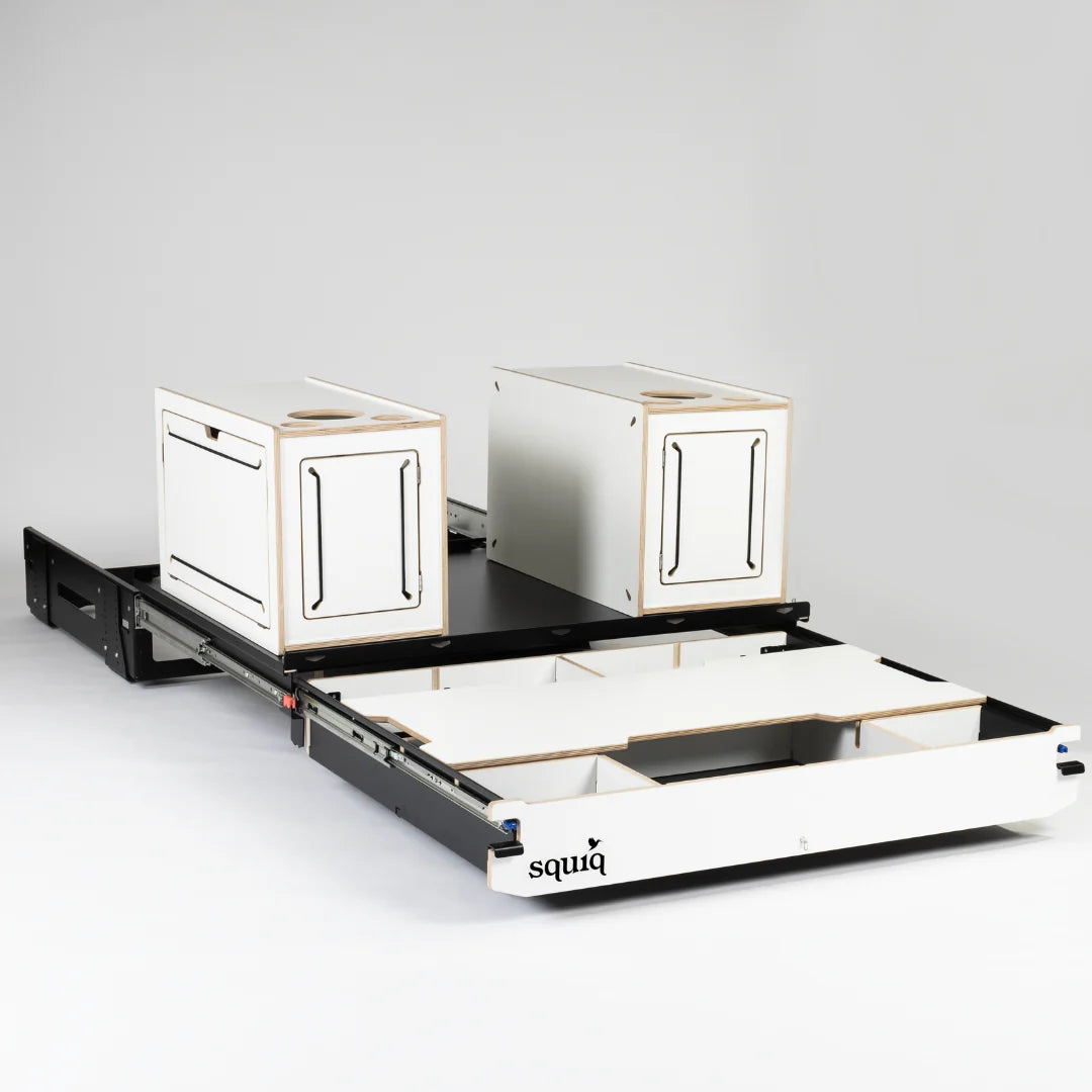 squiq Traveler max – Campingbox und Kofferraumauszug für Vans