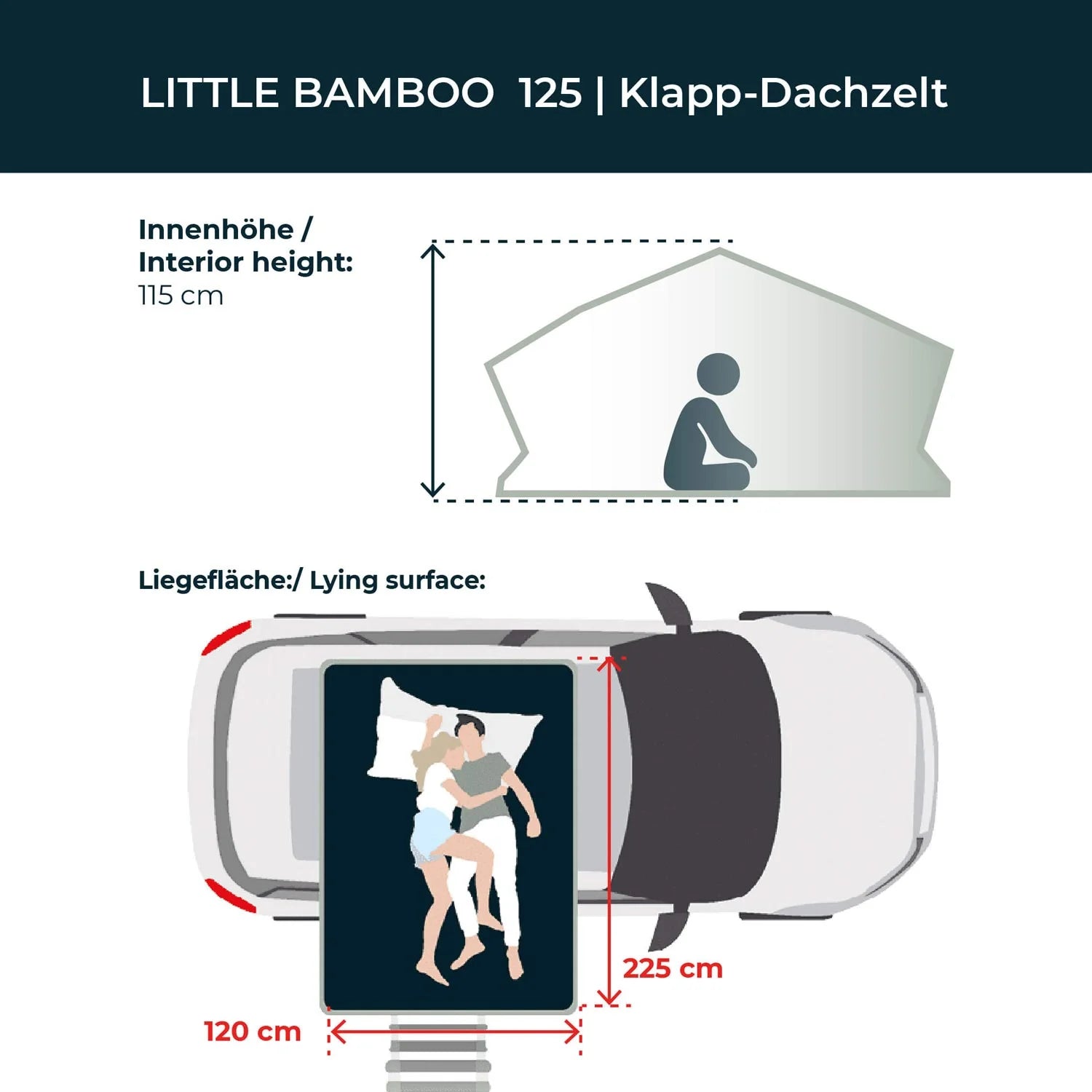 VICKYWOOD Klapp-Dachzelt LITTLE BAMBOO 125 GEN. 2 coffee